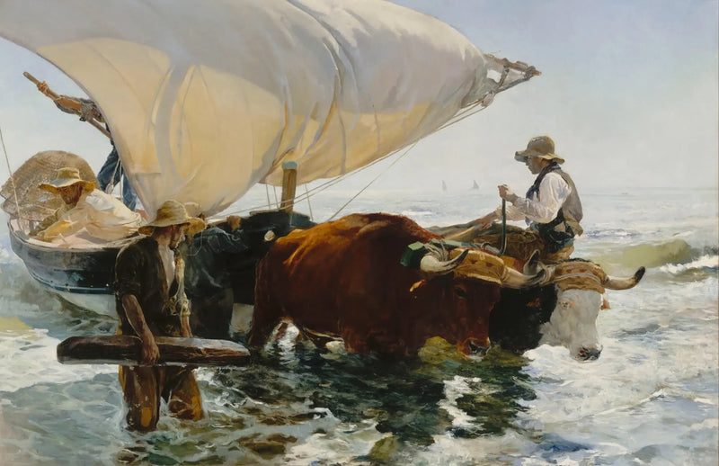 Tilbage fra fisketuren: trækkende af båden - Joaquín Sorolla
