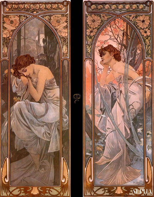 Rêverie du soir (sommeil nocturne) - Mucha - Reproductions de tableaux et peintures haut de gamme