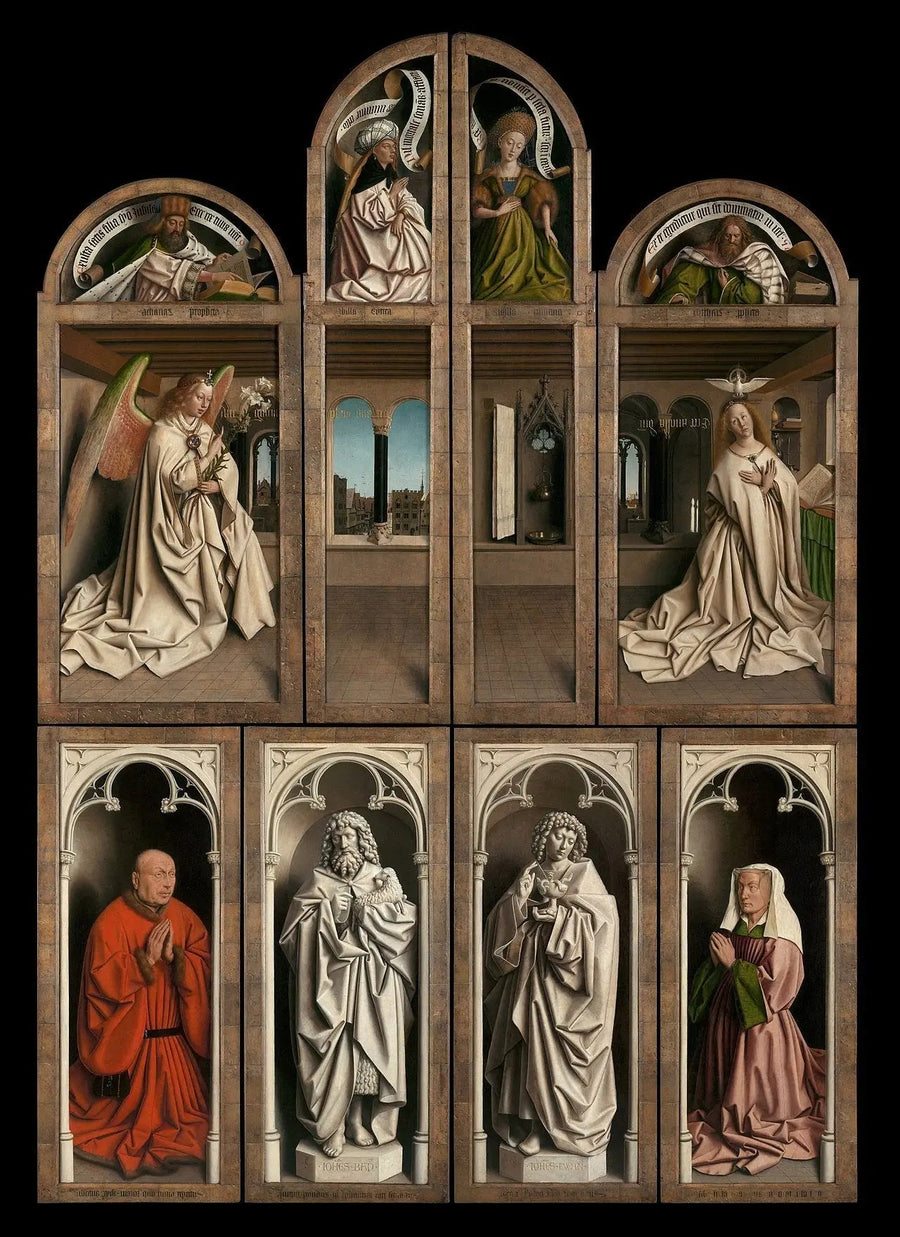 Rullegardinets bagside. Indvendigt i værelset. - Jan van Eyck