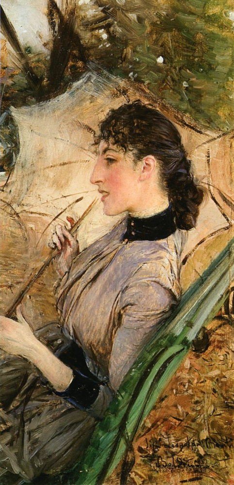 Portræt af Alaide Banti med parasollen - Giovanni Boldini