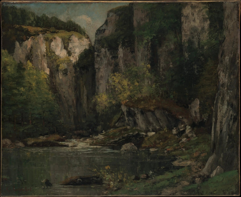 Flod og klipper - Gustave Courbet