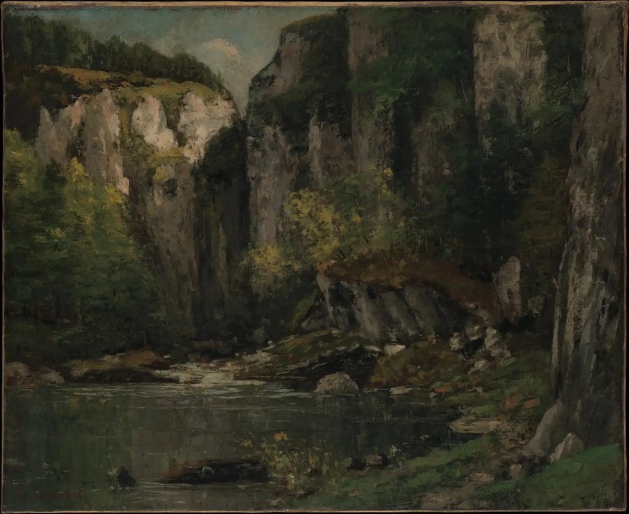 Flod og klipper - Gustave Courbet