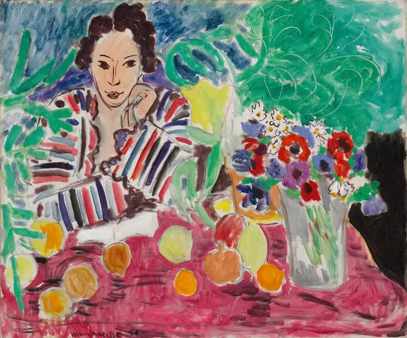 Stribet kjole, Frugter og Anemoner - Henri Matisse