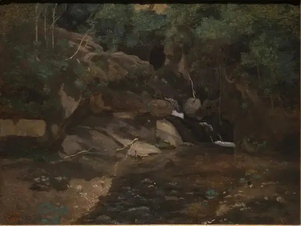 Klipper ved bredden af en bæk, Civita Castellana - Jean-Baptiste Camille Corot