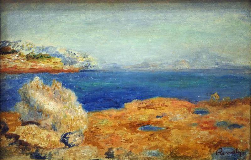 Gule klipper med blå hav - Pierre-Auguste Renoir