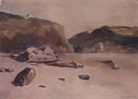 Klipper på stranden - Odilon Redon