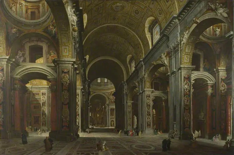 Rom : Indersiden af Peterskirken - Giovanni Paolo Panini