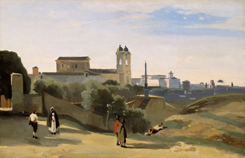 Rom Mont Pincio. La Trinité des Monts. Udsigt over priserne på haverne ved Académie de France - Jean-Baptiste Camille Corot