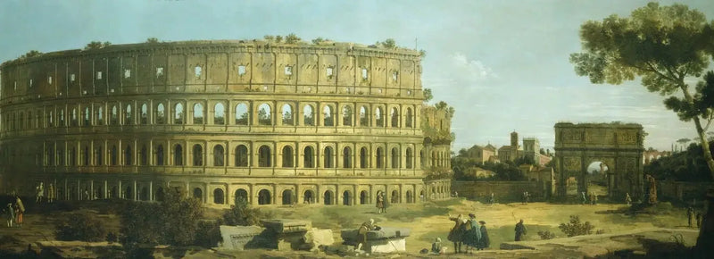Rome : udsigt over Colosseum og Konstantinsbuen - Canaletto