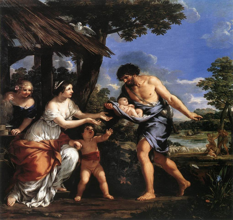 Romulus og Ræmus reddet af Faustulus - Pietro da Cortona