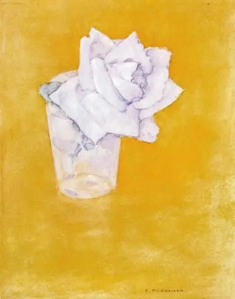 Hvid rose i et glas - Piet Mondrian
