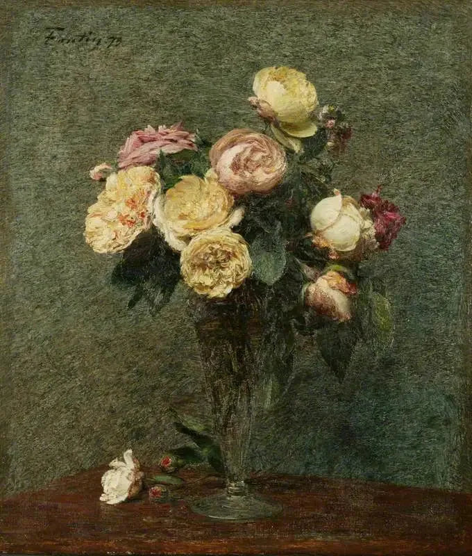 Roser i en glasvase - Henri Fantin-Latour