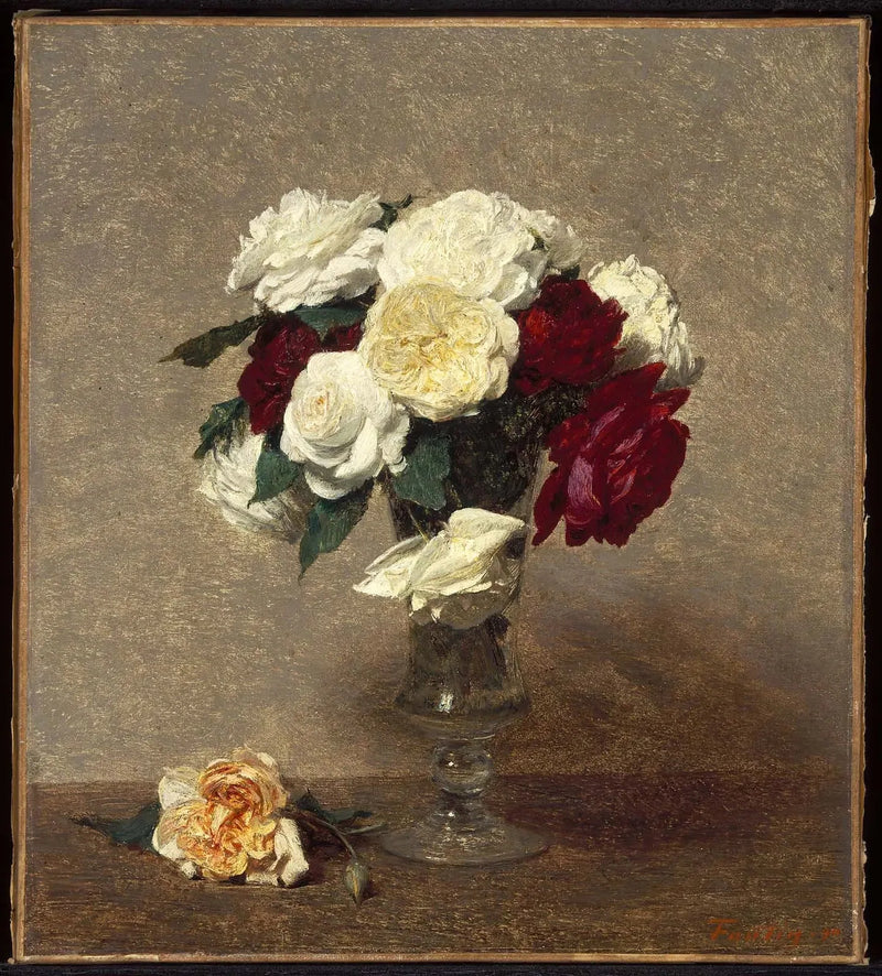 Roser i en glasvase - Henri Fantin-Latour