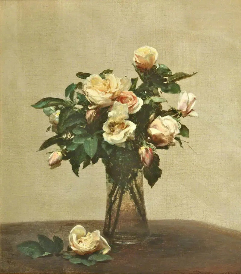 Roser i en glasvase - Henri Fantin-Latour