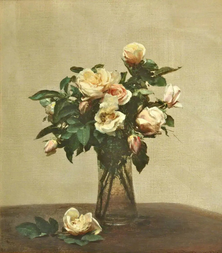 Roser i en glasvase - Henri Fantin-Latour