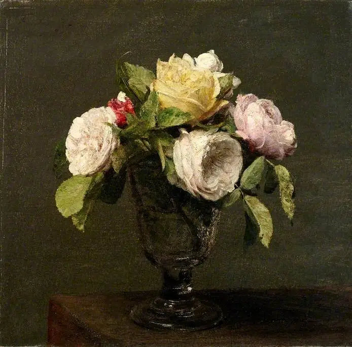 Roser i et Fad med Fod - Henri Fantin-Latour
