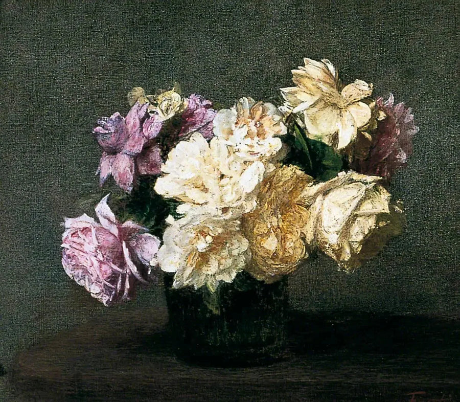 Roser roser og gule - Henri Fantin-Latour