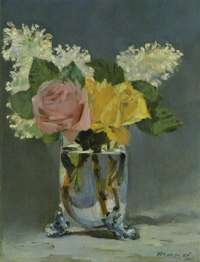 Rosen og liljer i en vase - Édouard Manet