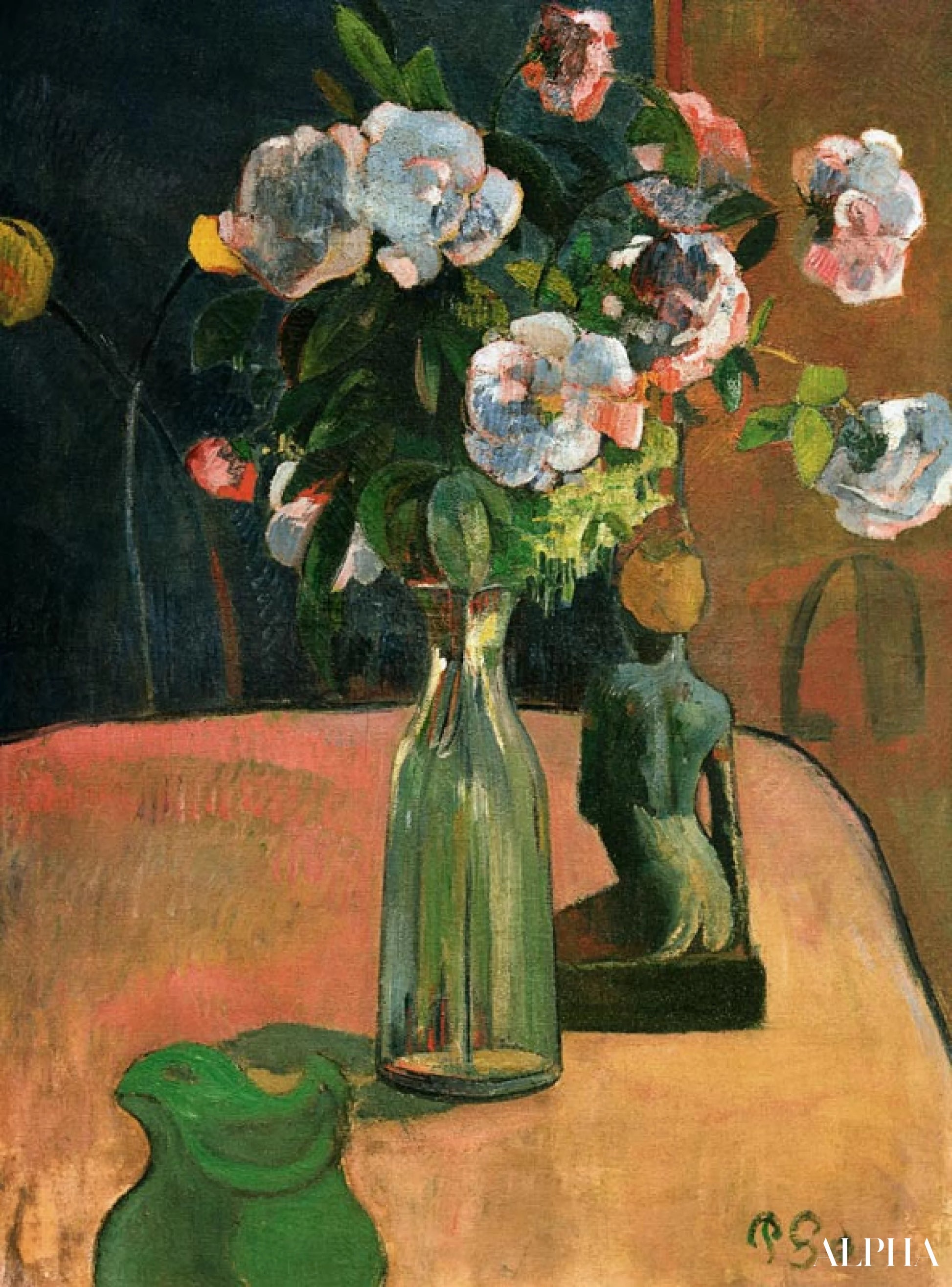 Roser og statue - Paul Gauguin - Reproduktioner af malerier og højkvalitets malerier