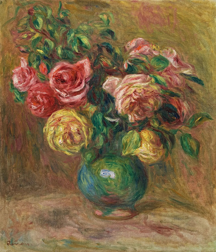 Rosen i en grøn vase - Pierre-Auguste Renoir