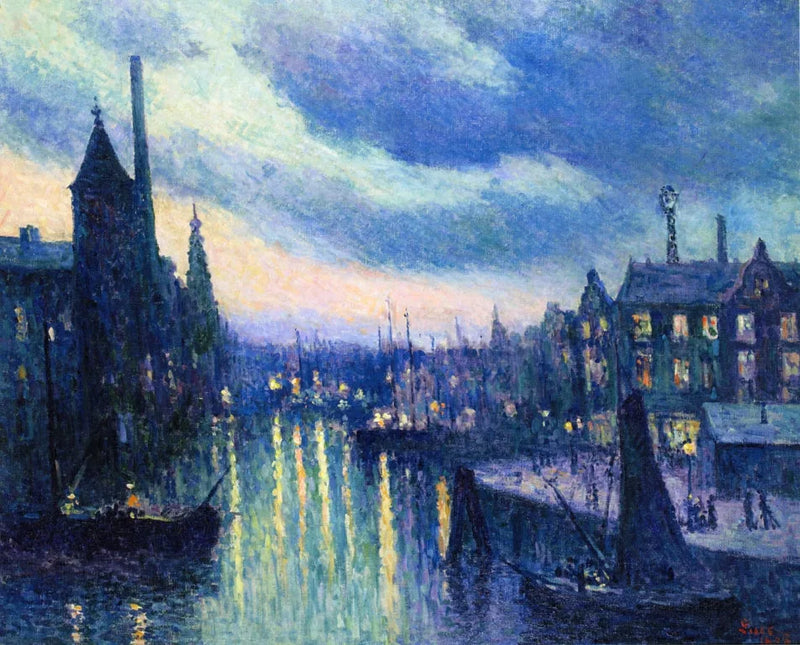 Rotterdam, nattens effekt (La Schie) - Maximilien Luce
