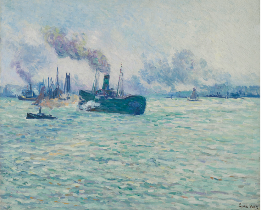 Rotterdam, scène de port - Maximilien Luce image 1 copie peinte à la main à l’huile