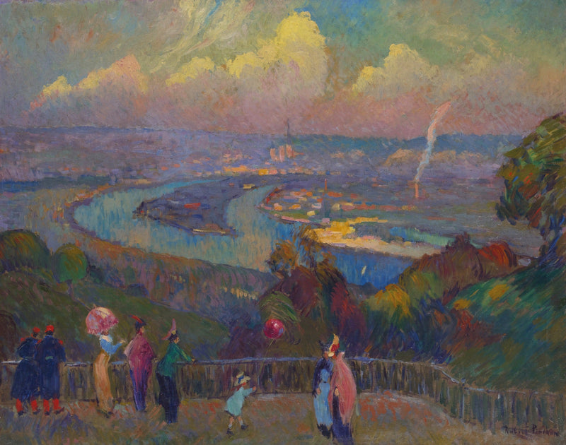 Rouen, Seinen, udsigt fra højderne af Caudebec - Robert Antoine Pinchon