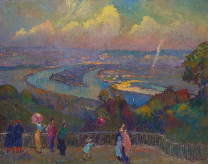 Rouen, Seinen, udsigt fra højderne af Caudebec - Robert Antoine Pinchon