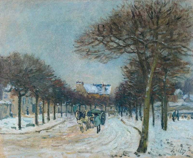 Omkørselsvej ved Abreuvoir de Marly-le-Roi, snevejr - Alfred Sisley