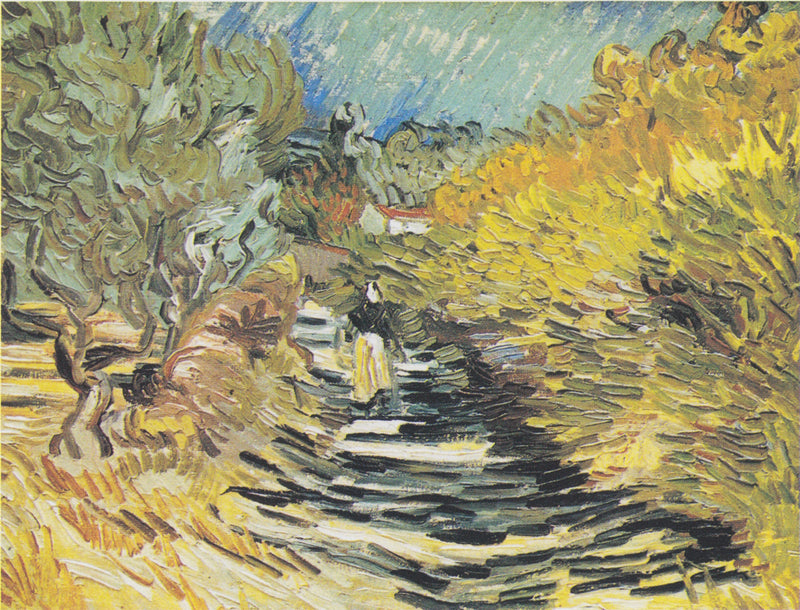 En vej i Saint-Rémy med en kvindefigur - Vincent van Gogh