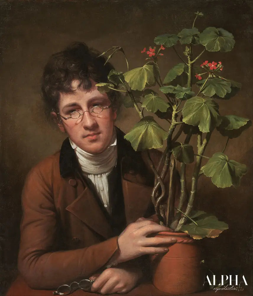 Rubens Peale avec un géranium, 1801 - Rembrandt Peale - Reproductions de tableaux et peintures haut de gamme