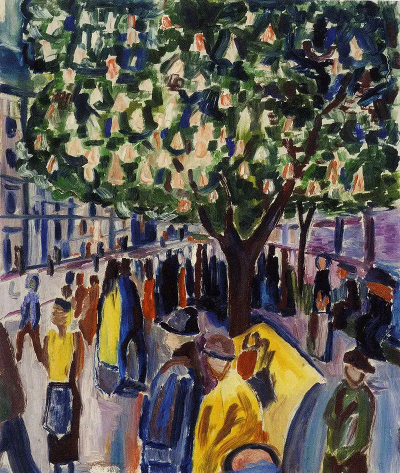 gade med blomstrende kastanjetræ - Edvard Munch