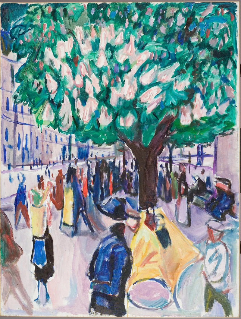 gade med blomstrende kastanjetræ - Edvard Munch