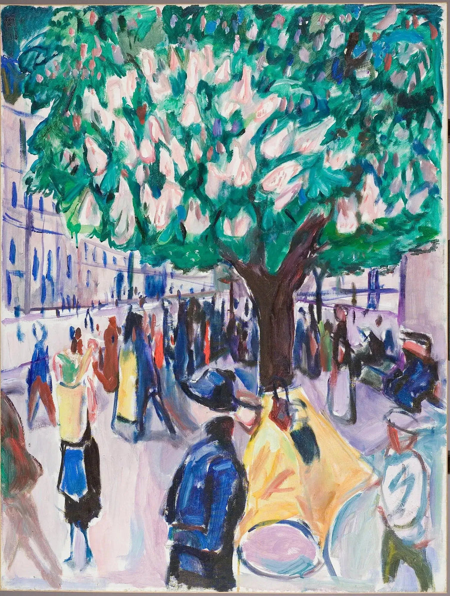 gade med blomstrende kastanjetræ - Edvard Munch