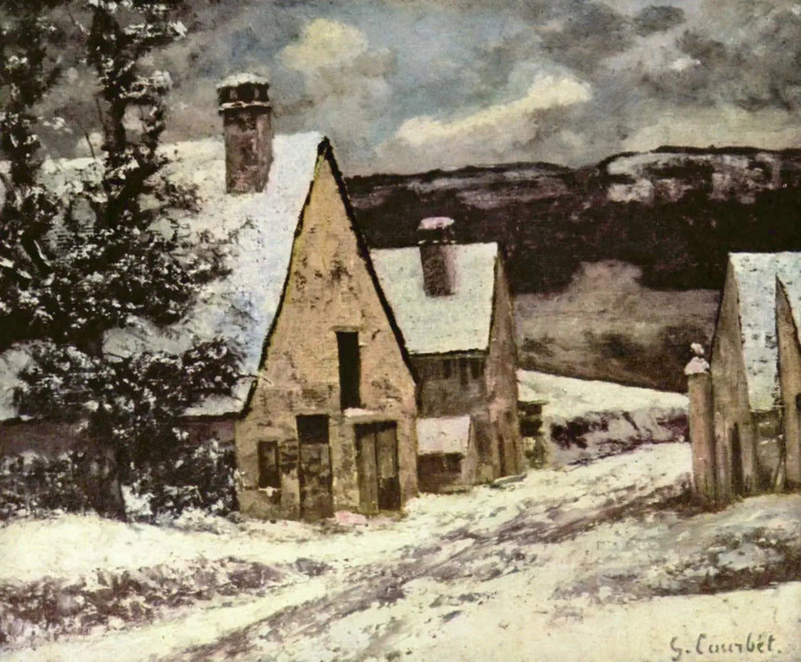 Gade i landsbyen om vinteren - Gustave Courbet