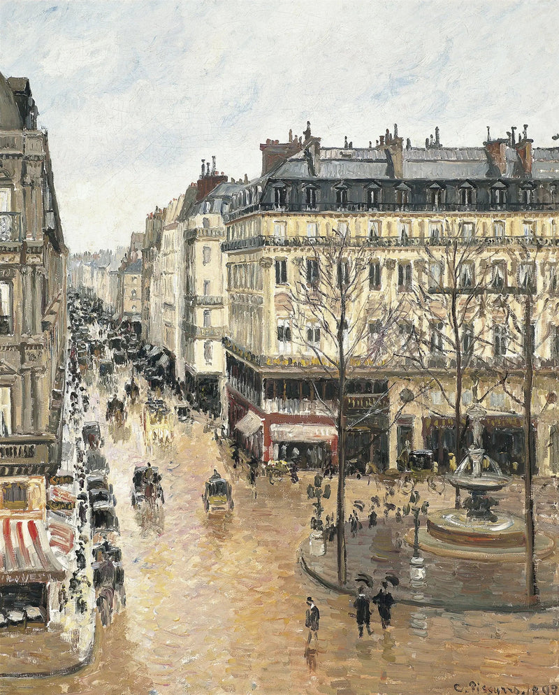 Rue Saint-Honoré, Eftermiddag, Regnvejrseffekt - Camille Pissarro