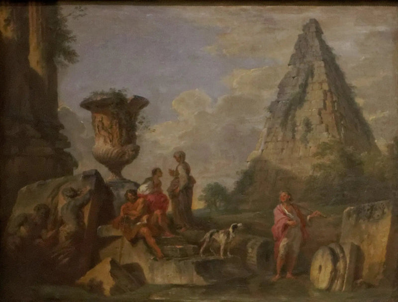 antikke ruiner med Caïus Cestius-pyramiden - Giovanni Paolo Panini