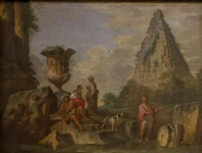 antikke ruiner med Caïus Cestius-pyramiden - Giovanni Paolo Panini