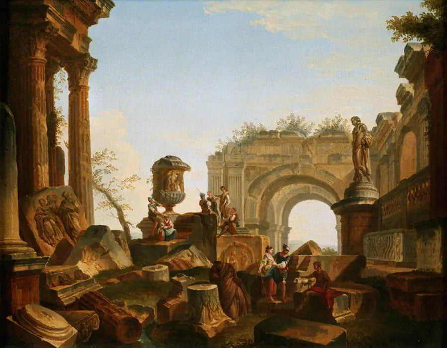 Ruines avec une urne og en bue - Giovanni Paolo Panini