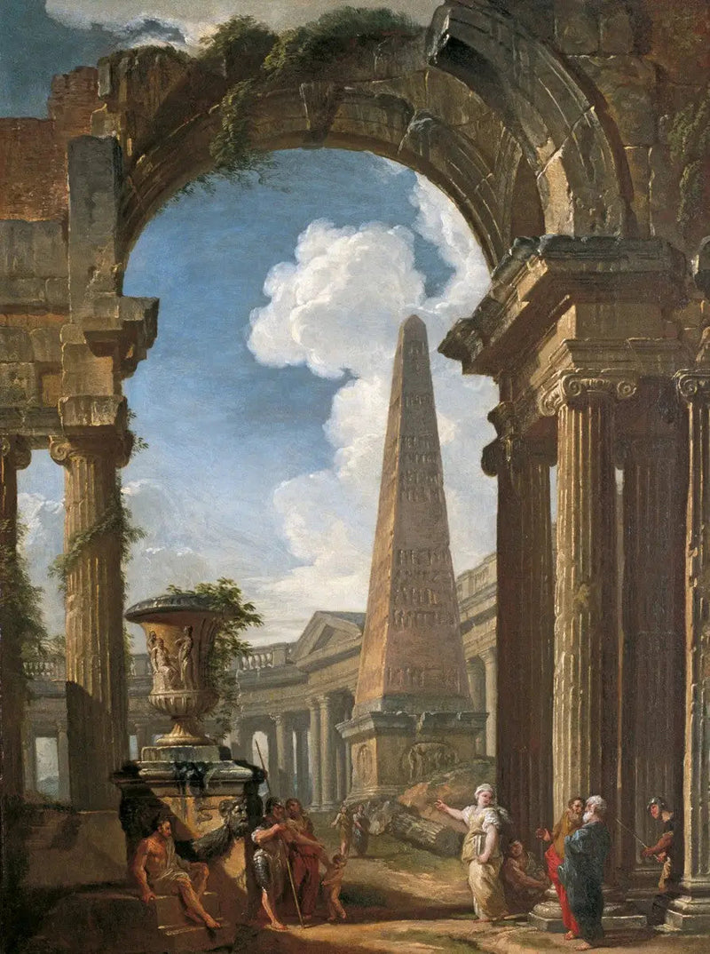 Ruiner af et tempel med en sibylla - Giovanni Paolo Panini