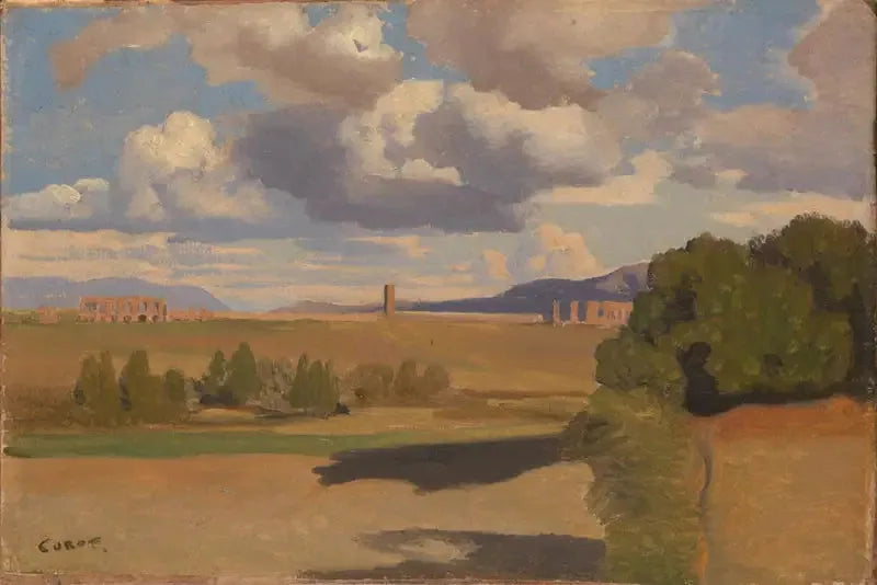 Ruiner i det romerske landskab, med Claudian-akvævekten - Jean-Baptiste Camille Corot