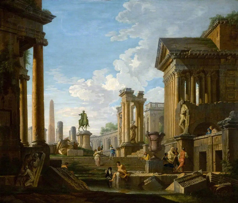Ruins and romerske figurer - Giovanni Paolo Panini