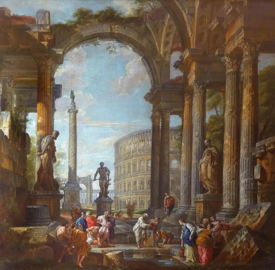 Romerske ruiner med figurer - Giovanni Paolo Panini