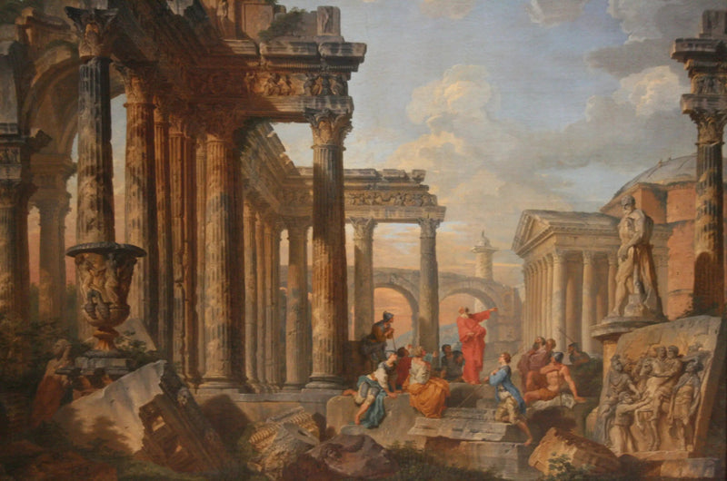 Romerske ruiner med en prædikant - Giovanni Paolo Panini