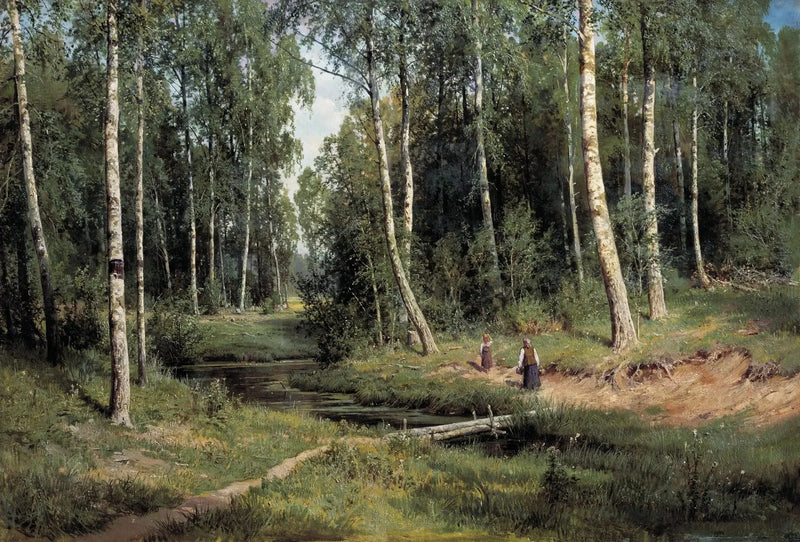 Bæk i en birkeskov - Ivan Chichkine