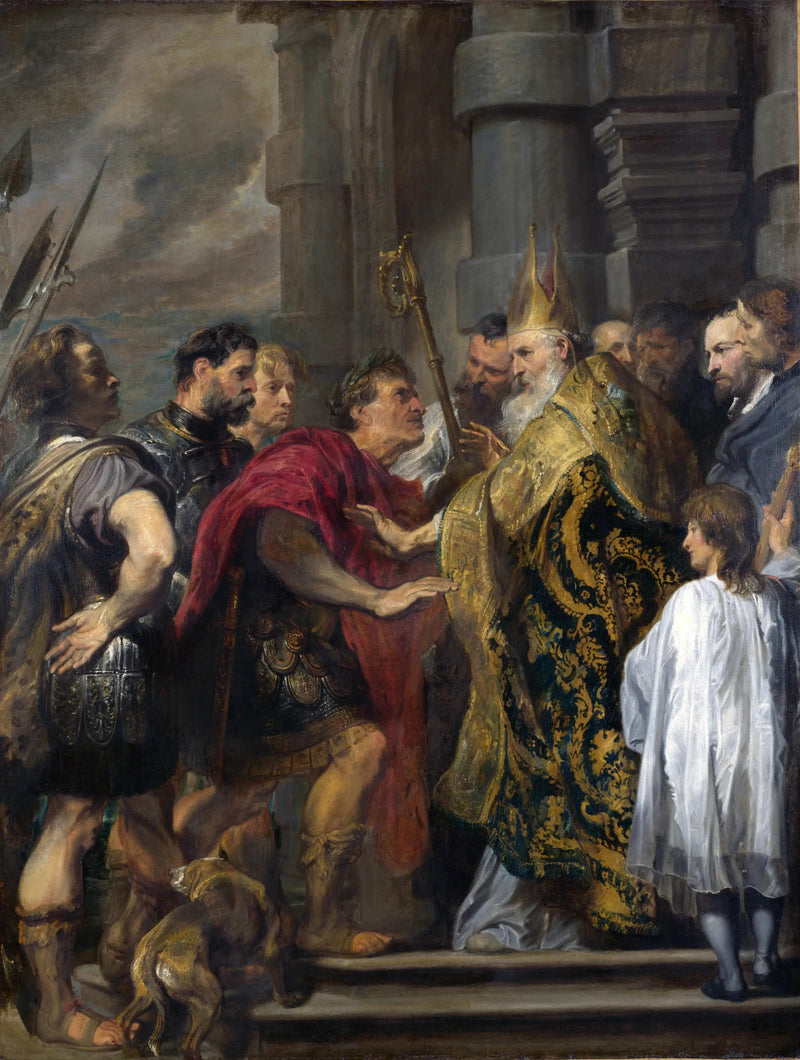 saint Ambroise nægter Théodose adgang til sin kirke - Antoine van Dyck