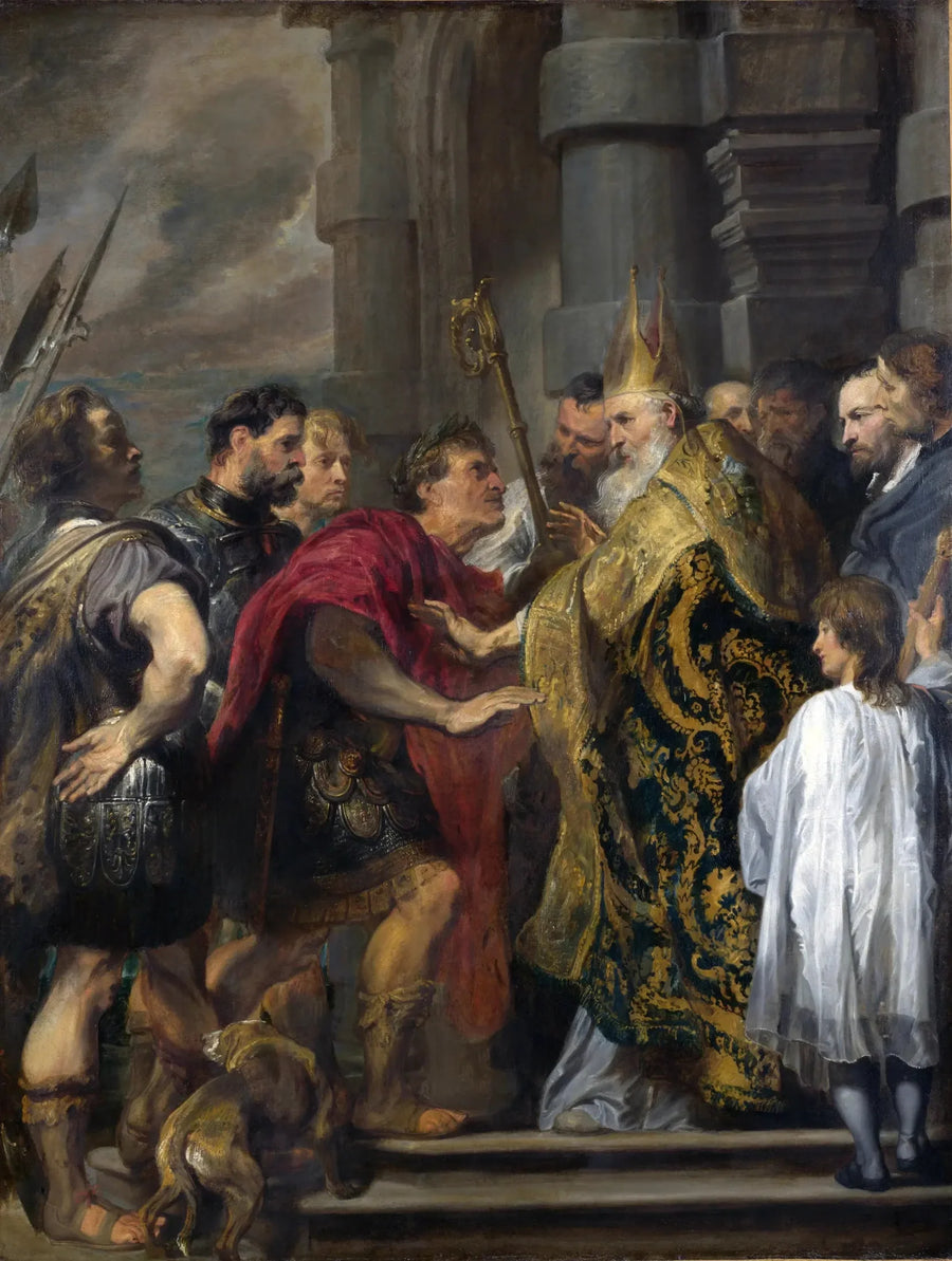 saint Ambroise nægter Théodose adgang til sin kirke - Antoine van Dyck