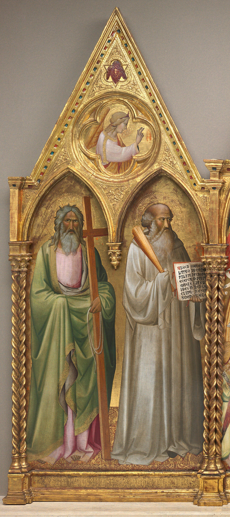 Saint André og Saint Benoît med ærkeenglen Gabriel [venstre panel] - Agnolo Gaddi