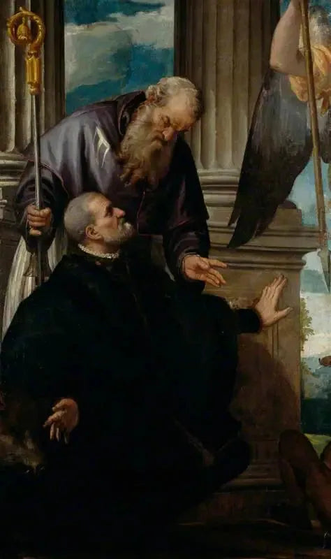 Saint Antoine Abbé, skytshelgen for en knælende donator - Paul Véronèse