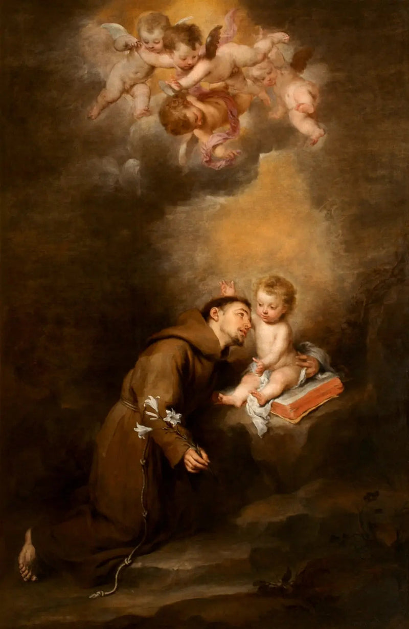 Saint Antoine de Padoue med barnet - Bartolomé Esteban Murillo